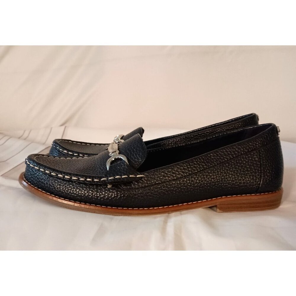 Anne Klein AK Nina Loafers Women 7.5 Black Pebbled Vegan Leather Slip-On
